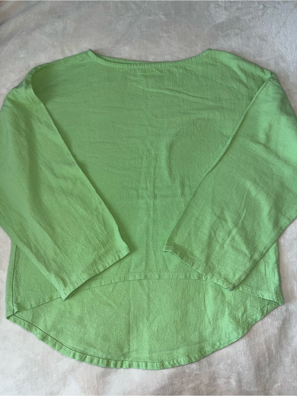 Soft Surroundings Oversized 100% Cotton Light Green Boatneck Long Sleeve Top XS